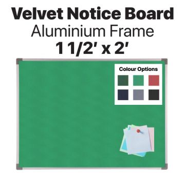 Velcro Notice Board Aluminium Frame Velvet Surface 1.5x2ft