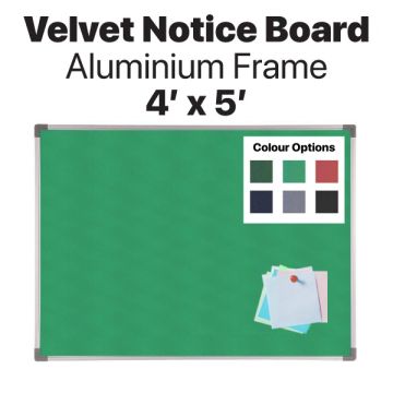 Velcro Notice Board Aluminium Frame Velvet Surface 4x5ft