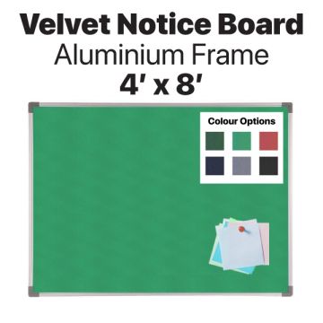 Velcro Notice Board Aluminium Frame Velvet Surface 4x8ft