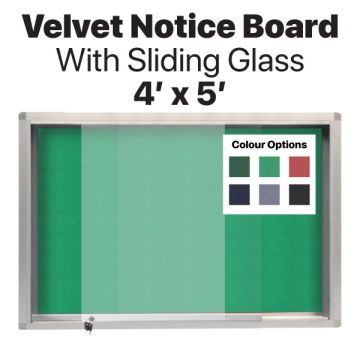 Velcro Notice Board Sliding Glass Aluminium Frame 4x5ft
