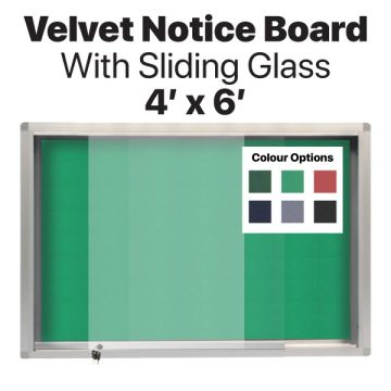 Velcro Notice Board Sliding Glass Aluminium Frame 4x6ft