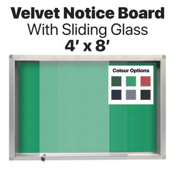 Velcro Notice Board Sliding Glass Aluminium Frame 4x8ft