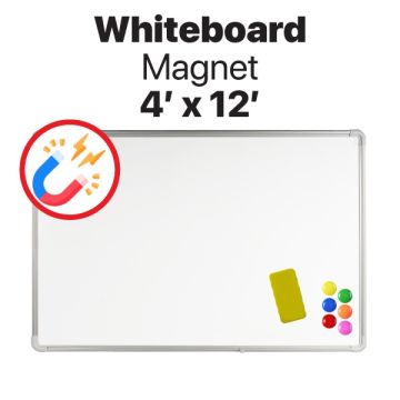 Magnetic Whiteboard Steel Surface Stain Resistant 4ft x 12ft