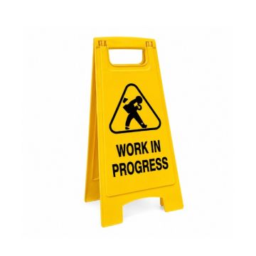 Yellow Safety Signboard 300 x 680mm Work in progress Sign