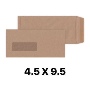 Brown Manila Window Envelope 4.5 x 9.5 Inch 500pcs