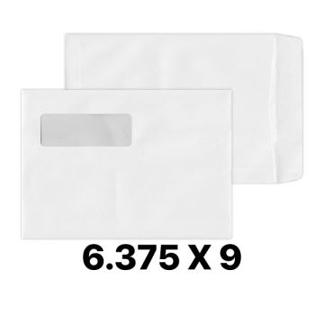 White Window Envelope 6.375 x 9 Inch 50pcs / 500pcs