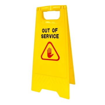 Yellow Out Of Service Floor Signage Double Sided