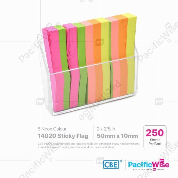CBE Removable Sticky Flag 14020 (5 Neon Colour)