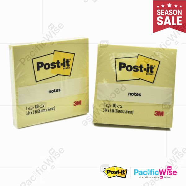 3M/Post-it/Sticky Note 654/Nota Melekit/Removable/Yellow Colour/3