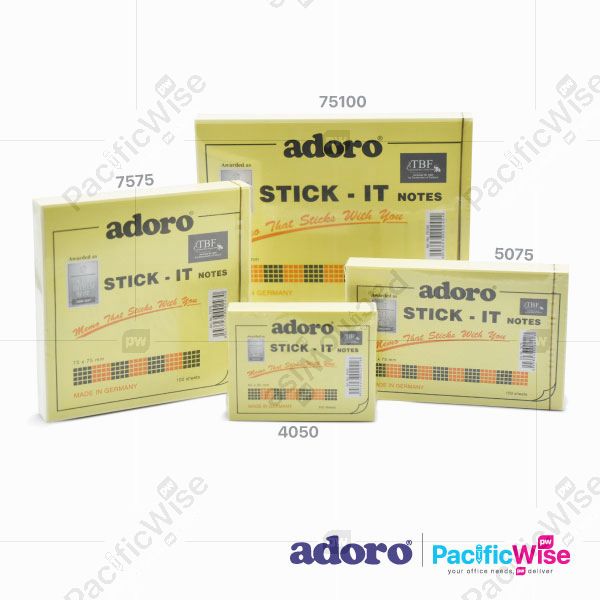 Sticky Note/Adoro/Nota Melekit/Removable/Stick-it Note/Yellow Colour (4 Sizes)