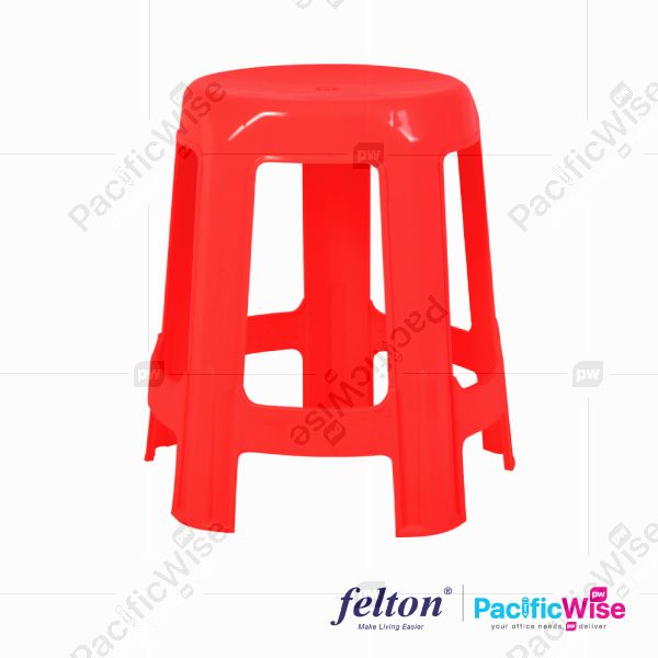 Plastic Chair/Felton/FCA-8422/Plastic Stool/Plastic Round Chair/Kerusi Plastik/Red/5 Legs