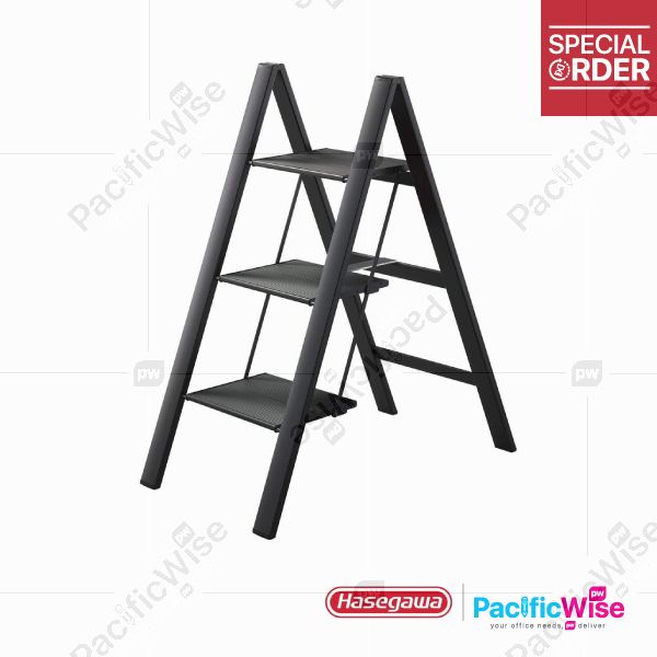 Ladder/Slim Step/Hasegawa/SJ Series/3 Step/Tangga Slim 3 Langkah/Black Aluminum/Foldable