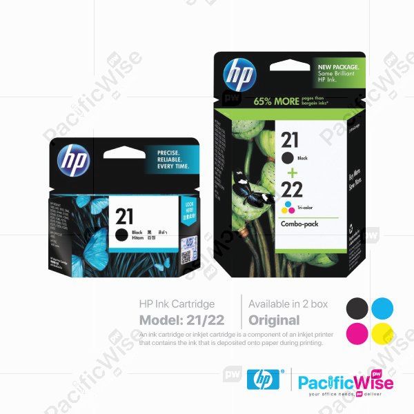 HP Ink Cartridge 21 Black / 22 Tricolour Combo Pack (Original)