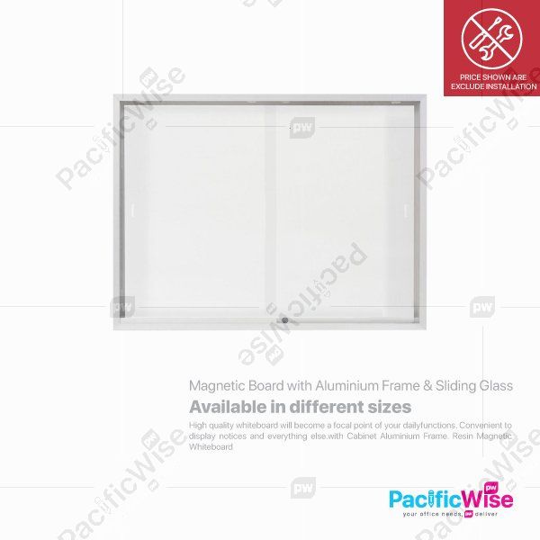 Magnetic Whiteboard with Aluminium Frame & Sliding Glass