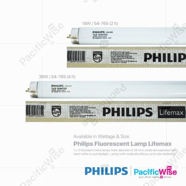 Philips/Fluorescent Lamp Lifemax/Lampu Pendarfluor Lifemax/36W/54-765/Normal Bright