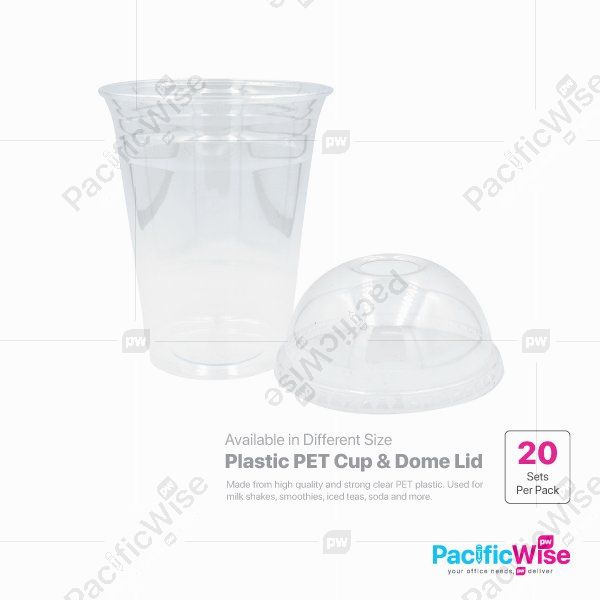 Plastic PET Cup & Dome Lid (20set)