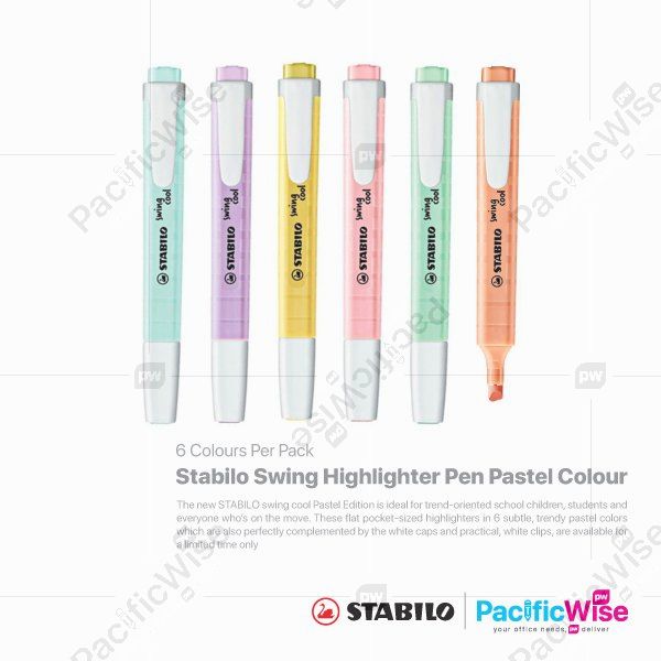 Stabilo/Highlighter/Penyorot/Writing Pen/Swing Cool Pastel Edition Set/1-4mm (6Pcs)