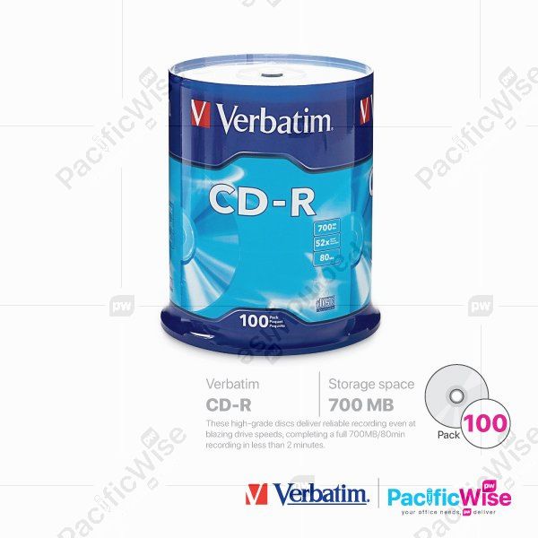 Verbatim/Verbatim CD-R/CD-R/700MB/CD Kosong/Computer Accessories (100'S/Spindle)