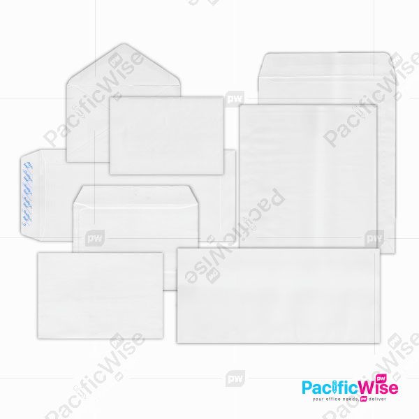 White Envelope/Sampul Surat Putih/Tiada-Tetingkap/Non-Window Envelope (Various Size)