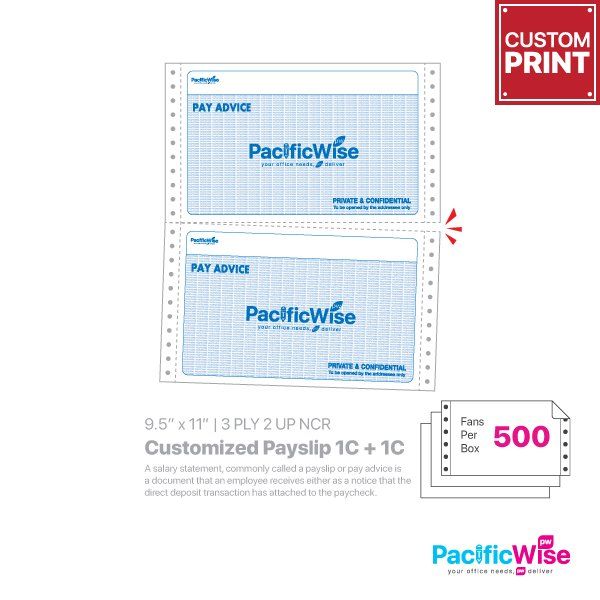 Customized Printing Pay Slip 1C + 1C