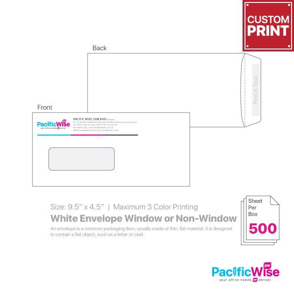 Customized Printing White Envelope 9.5