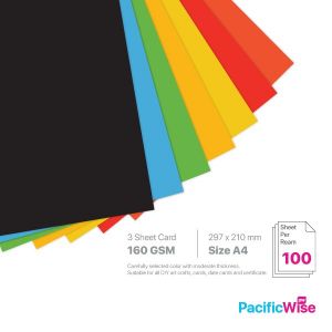 A4/3 Sheet Card/3 Helai Kad 160gsm/Deep Colour/Card Stock Paper (100'S)