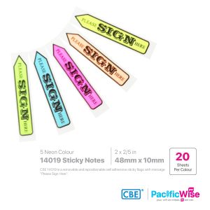 CBE Sticky Note/CBE 14019 Removable Sticky Flag 'Please Sign Here'/Nota Melekit (5 Neon Colour) (20's/Colour)